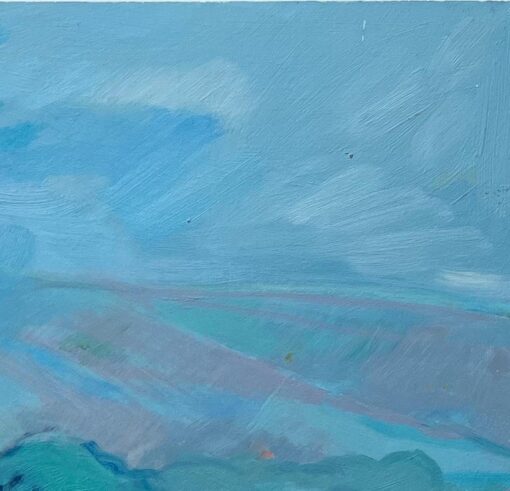 Original Oil Painting of Serene Landscape with Cypress Tree and Rolling Hills - Image 6