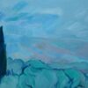 Original Oil Painting of Serene Landscape with Cypress Tree and Rolling Hills