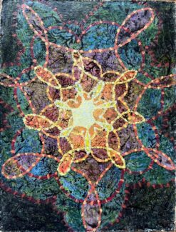 1960's British Surrealist Oil Painting - Radiant Bloom in Orbit