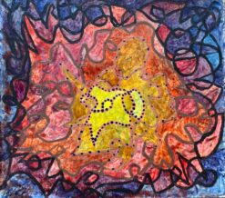 1960's British Surrealist Oil Painting - "Truth Hidden in a Web of Words"