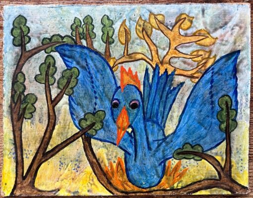 1960's British Surrealist Oil Painting - The Phoenix Among Trees - Image 2