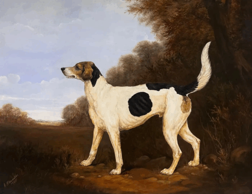 Fine English Sporting Art Oil Painting Hunting Hound in Country House Landscape - Image 2