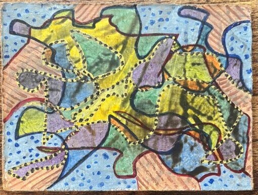 1960's British Surrealist Oil Painting - Interwoven Pathways and Patterns - Image 2