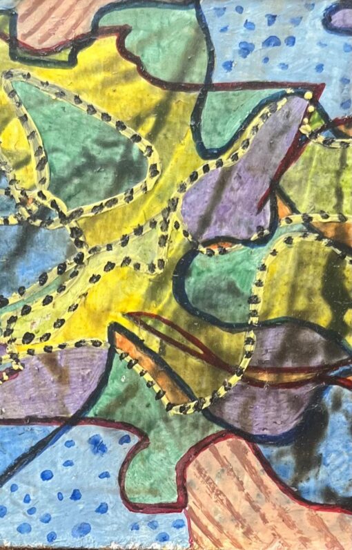 1960's British Surrealist Oil Painting - Interwoven Pathways and Patterns - Image 5