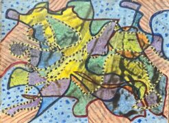 1960's British Surrealist Oil Painting - Interwoven Pathways and Patterns