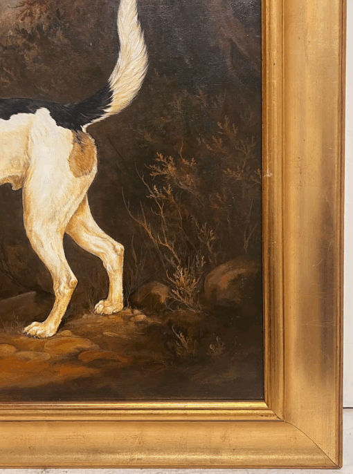 Fine English Sporting Art Oil Painting Hunting Hound in Country House Landscape - Image 4