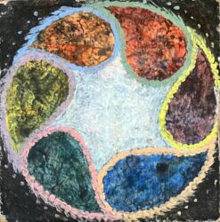 1960's British Surrealist Oil Painting - Orbiting Forms