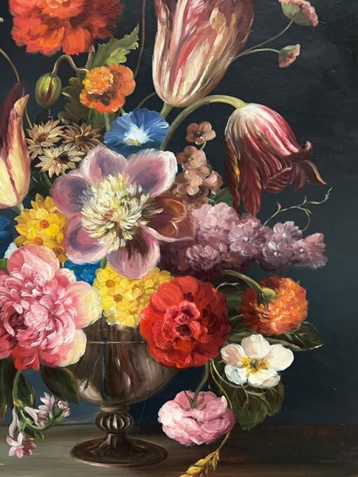 Fine Dutch Classical Still Life Oil Painting Ornate Flowers in Bowl Signed - Image 6