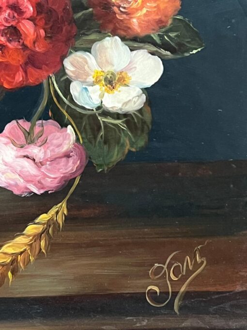 Fine Dutch Classical Still Life Oil Painting Ornate Flowers in Bowl Signed - Image 9
