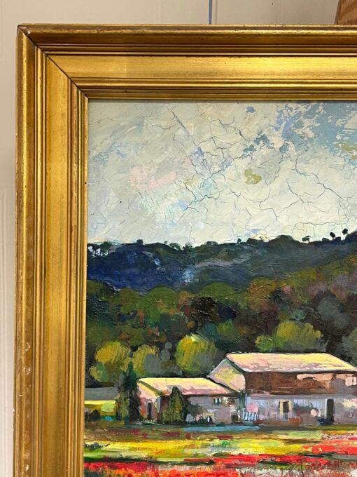 Large French Post Impressionist Oil Painting Poppy Fields in Provence - Image 3