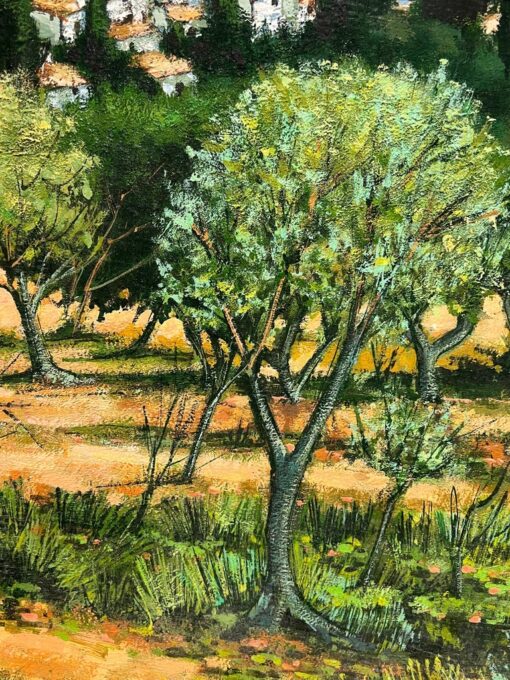 A Picturesque Village Nestled Among Olive Groves and Mountains French Painting - Image 9
