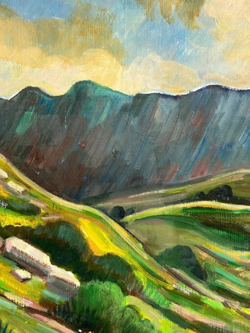 Vibrant Rolling Hills and Hilltop Castle French 20th Century Oil Painting - Image 5