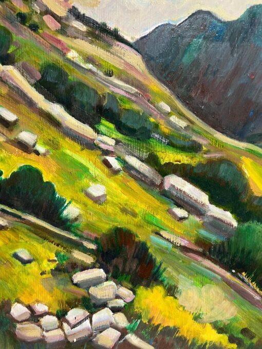 Vibrant Rolling Hills and Hilltop Castle French 20th Century Oil Painting - Image 8