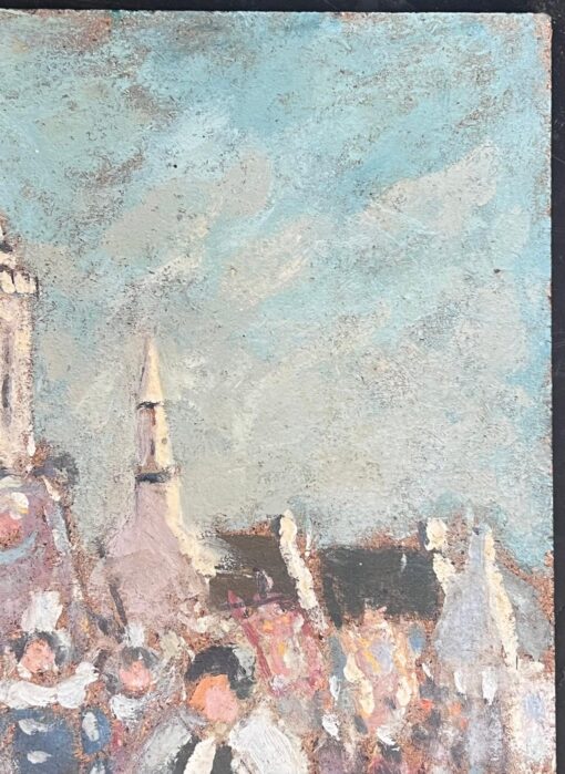 Figures Marching in Religious Parade Through A French Village Oil Painting - Image 6