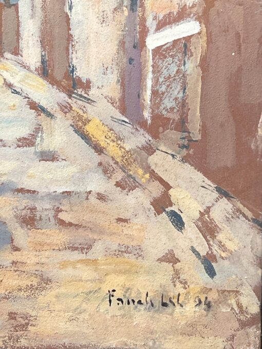 French Dappled Light Street Path Leading To The Church Landscape Oil Painting - Image 4