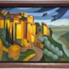 Large 1990's French Contemporary Signed Oil Painting Gordes Luberon Provence