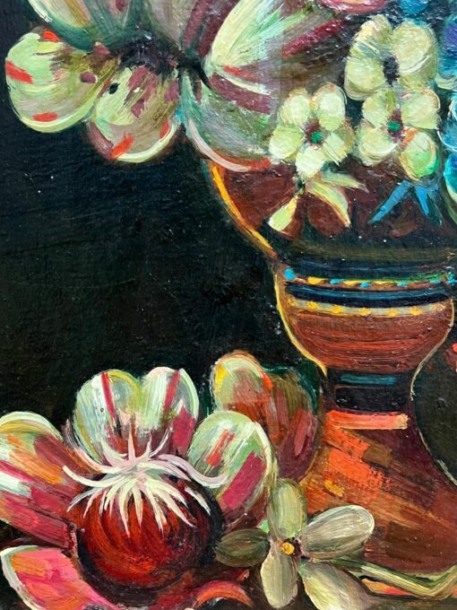 Large Classical Still Life of Flowers Signed French Oil Painting on Canvas - Image 5
