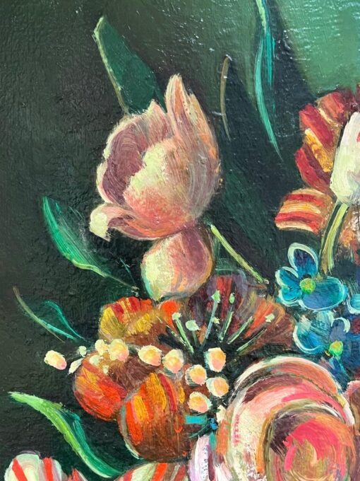 Large Classical Still Life of Flowers Signed French Oil Painting on Canvas - Image 7