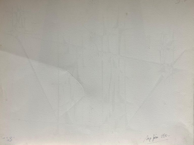 20th Century French Geometric Abstract Composition Ink Drawing 1970's - Image 9
