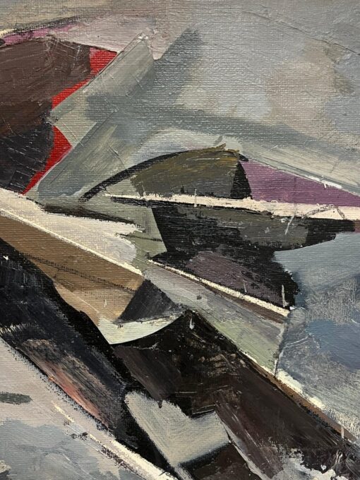 Huge 1960's French Modernist Cubist Abstract Oil Painting Jagged Shapes - Image 5