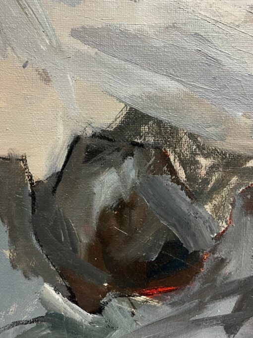 Huge 1960's French Modernist Cubist Abstract Oil Painting Jagged Shapes - Image 8