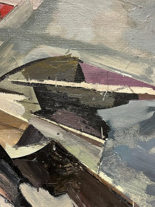 Huge 1960's French Modernist Cubist Abstract Oil Painting Jagged Shapes - Image 12