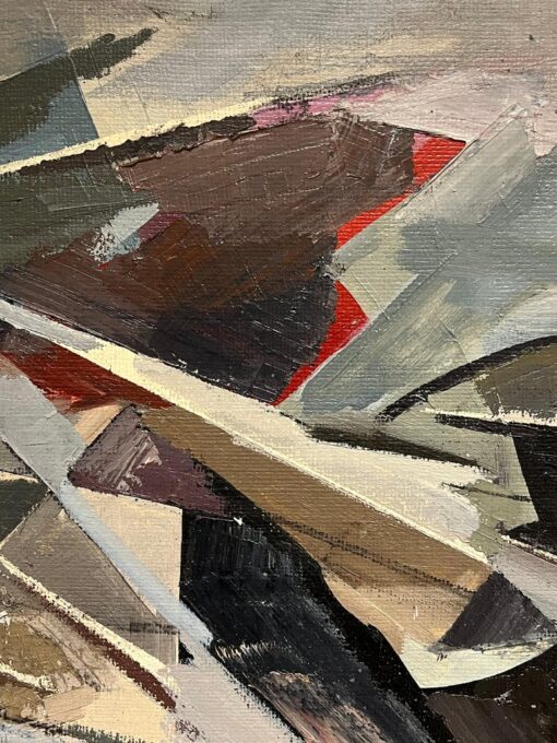 Huge 1960's French Modernist Cubist Abstract Oil Painting Jagged Shapes - Image 13