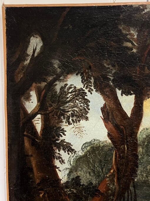 Huge 18th Century Flemish Classical Oil Painting Travellers River Landscape - Image 11