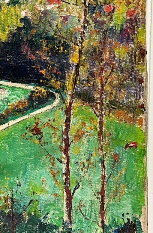 Vintage Mid 20th Century French Signed Oil View over Town Roof Tops - Image 8