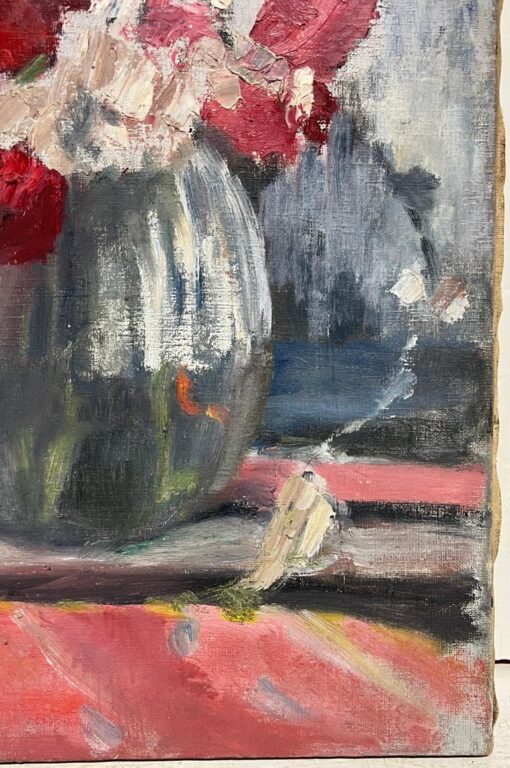 1950's Mid Century French Impressionist Oil Flowers in Vase in Windowsill - Image 7