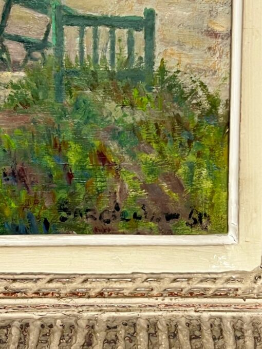 1950's French Post Impressionist Signed Oil Lady under Parasol in French Garden - Image 9