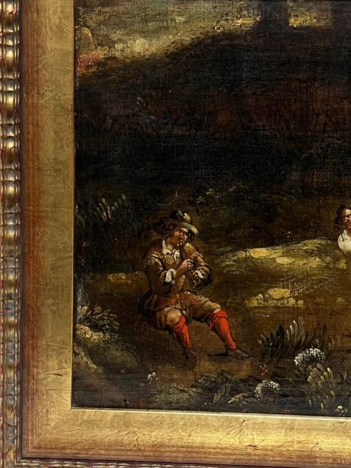 17th Century Flemish Old Master Dancing Figures Musicians Antique Oil Painting - Image 7