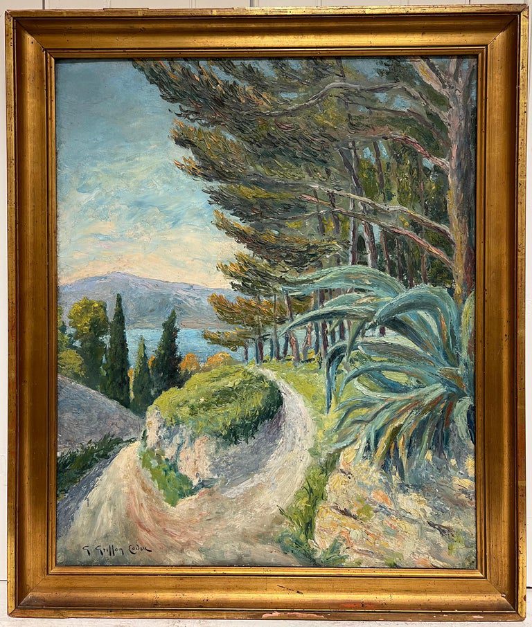 Mid 20th Century French Post-Impressionist Landscape Pine Trees Coastal Path - Image 4