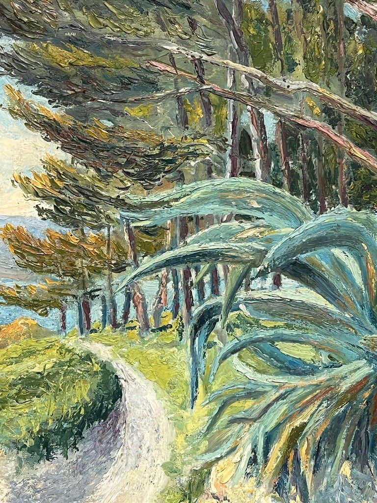 Mid 20th Century French Post-Impressionist Landscape Pine Trees Coastal Path - Image 6
