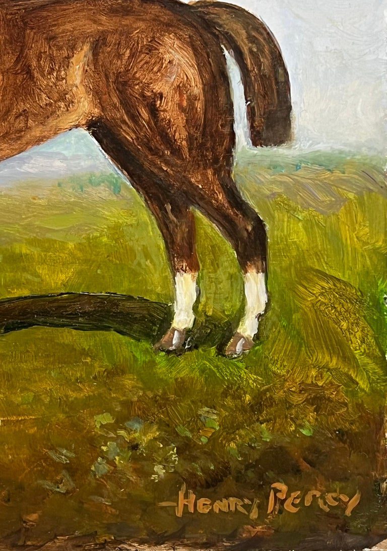 Chestnut Horse Standing in English Landscape Signed British Oil Painting - Image 5