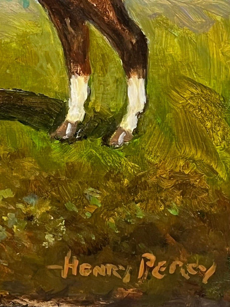 Chestnut Horse Standing in English Landscape Signed British Oil Painting - Image 6