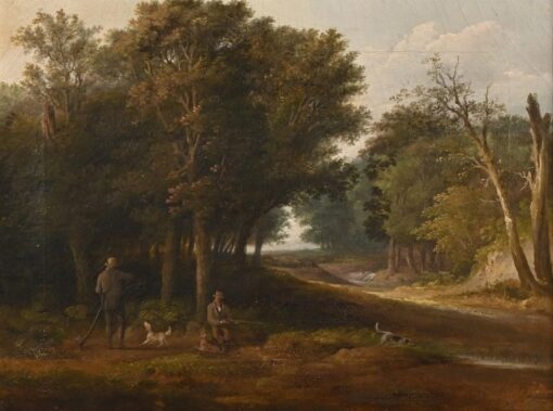 Fine 1830's English Sporting Art Country House Painting Shooting Gentlemen Woods - Image 2