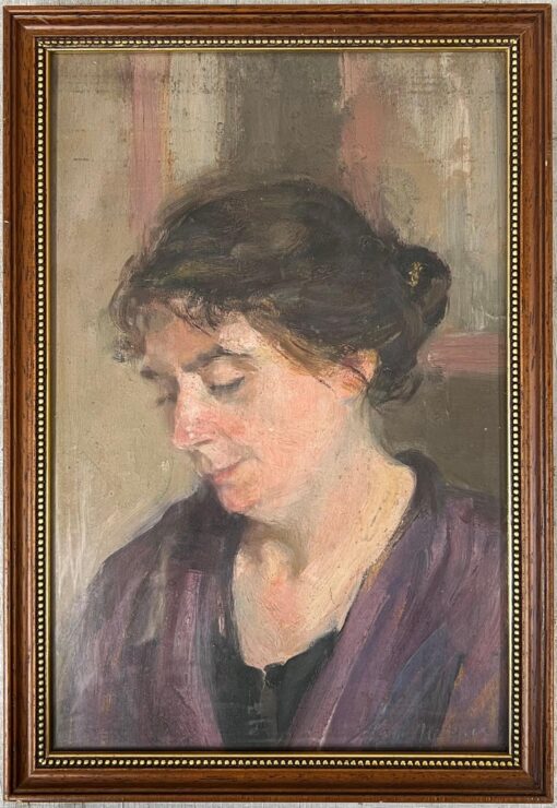 1930's French Oil Painting Introspective Portrait of a Woman in Deep Thought - Image 2