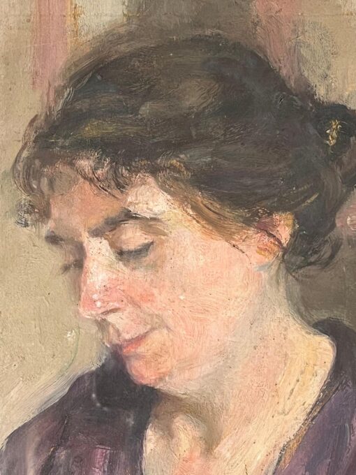 1930's French Oil Painting Introspective Portrait of a Woman in Deep Thought - Image 3