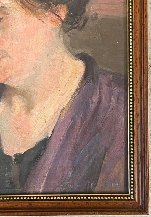 1930's French Oil Painting Introspective Portrait of a Woman in Deep Thought - Image 4