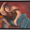 Large Contemporary French Modernist Signed Oil Painting Reclining Artists Model