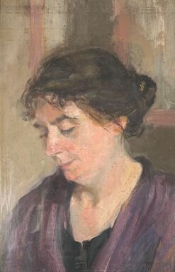 1930's French Oil Painting Introspective Portrait of a Woman in Deep Thought