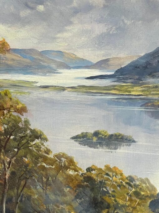Antique Scottish Landscape Oil Painting Dramatic Highland Loch & Bridge - Image 7