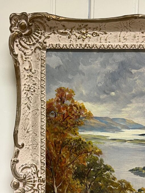 Antique Scottish Landscape Oil Painting Dramatic Highland Loch & Bridge - Image 9