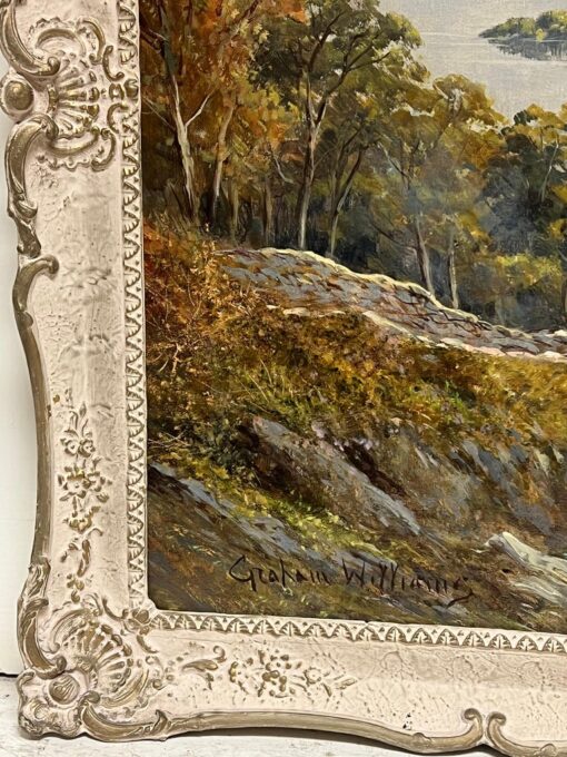 Antique Scottish Landscape Oil Painting Dramatic Highland Loch & Bridge - Image 10