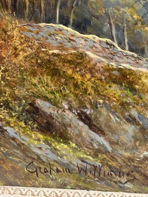 Antique Scottish Landscape Oil Painting Dramatic Highland Loch & Bridge - Image 11