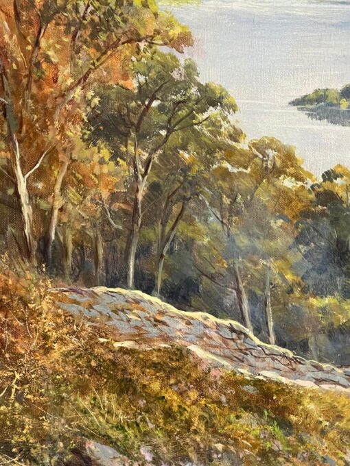Antique Scottish Landscape Oil Painting Dramatic Highland Loch & Bridge - Image 12