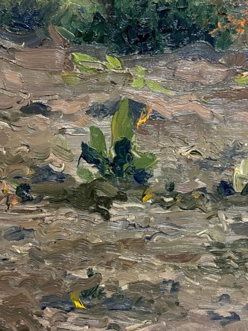Huge 20th Century Russian Impressionist Signed Oil Painting Flower Garden House - Image 3
