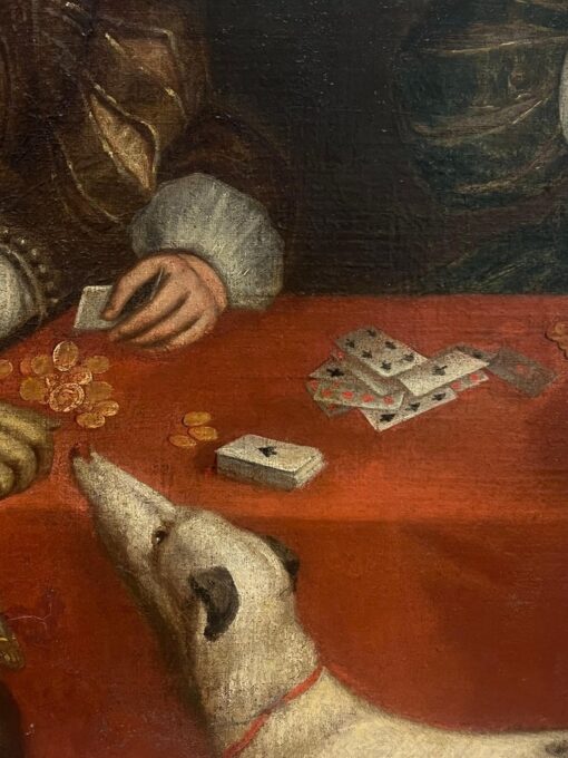 Huge 17th Century Flemish Old Master Oil Painting Figures Playing Cards - Image 3