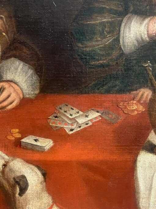 Huge 17th Century Flemish Old Master Oil Painting Figures Playing Cards - Image 10